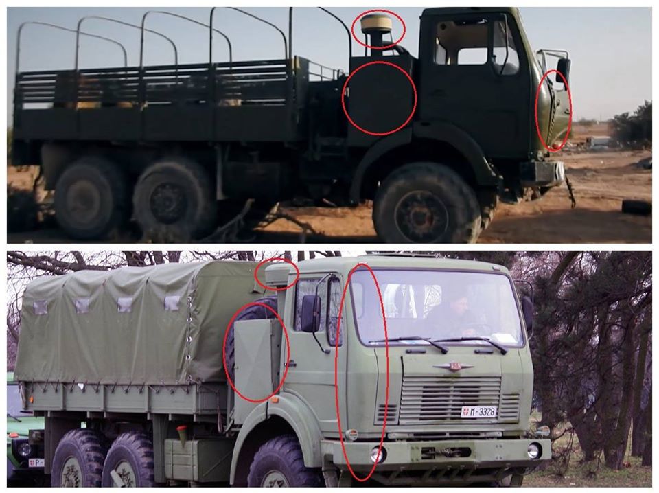 Uproeđivanje kamiona iz Sirije (gore) sa FAP 2026 iz Srbije (dole), gde se potvrđuje da se radi o FAP 2026 BS/AV koji je viđen u Siriji
